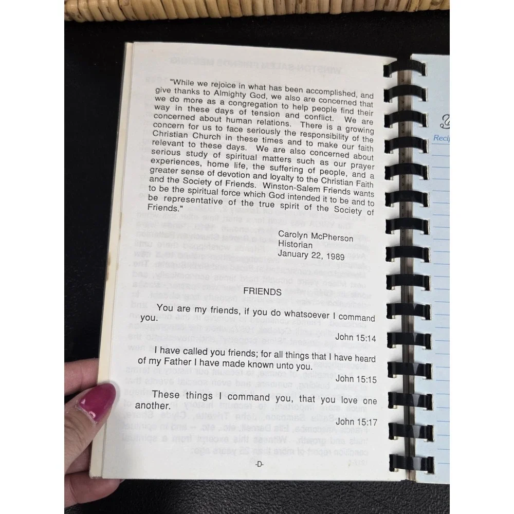 Quaker Favorites Winston-Salem NC Friends Meeting Church Recipe Cookbook 1989